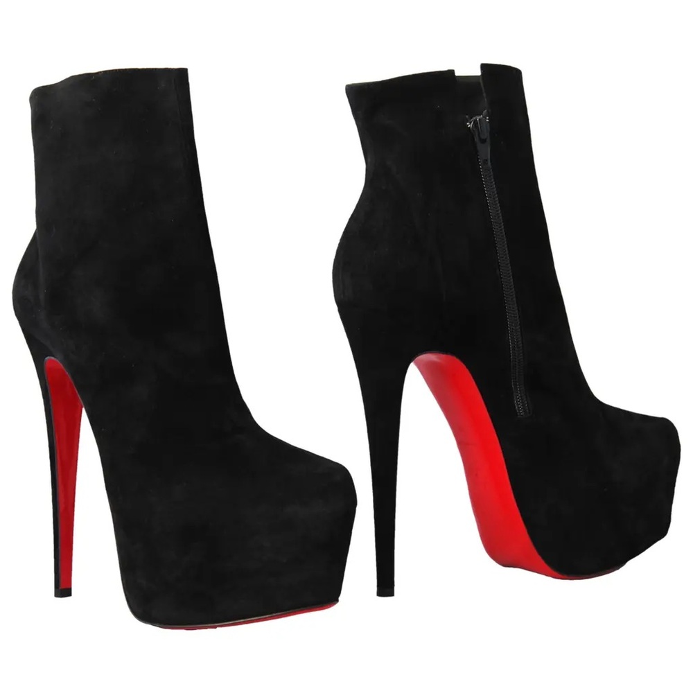 Christian Louboutin Black and Red Platform Boots